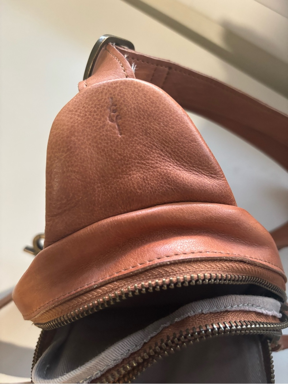 NWT Leather Crossbody Sling Bag with Geometric Stitching - Picture 8 of 9